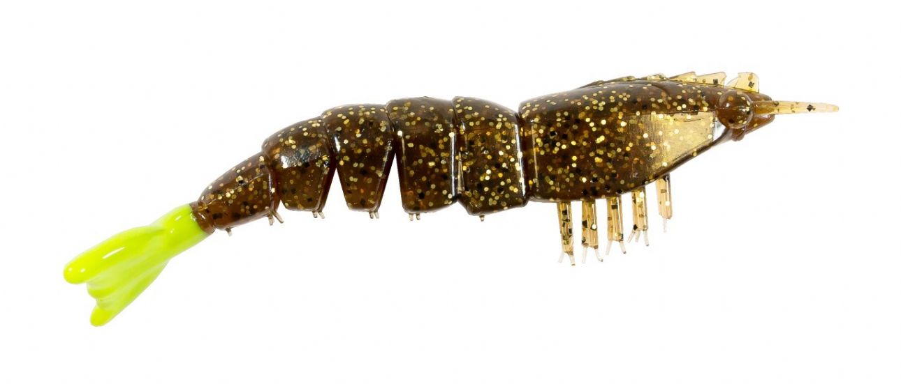 Z-MAN EZ SHRIMPZ ROOTBEER CHARTREUSE TAIL FROM PREDATOR TACKLE.jpeg Z-MAN EZ ShrimpZ 3.5Inch